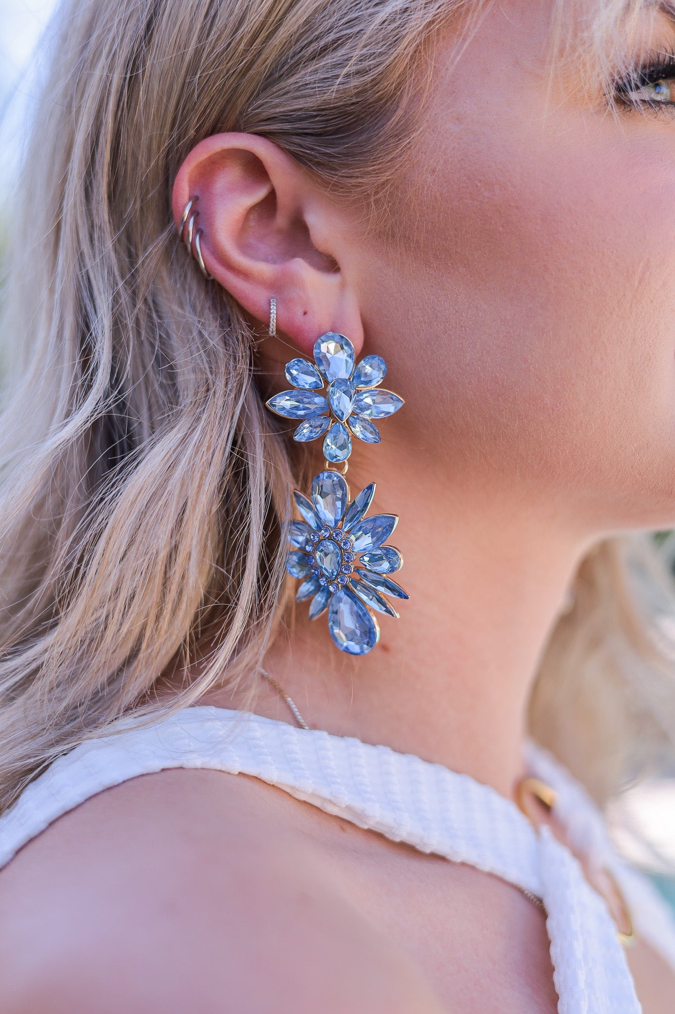 Light blue 2025 statement earrings