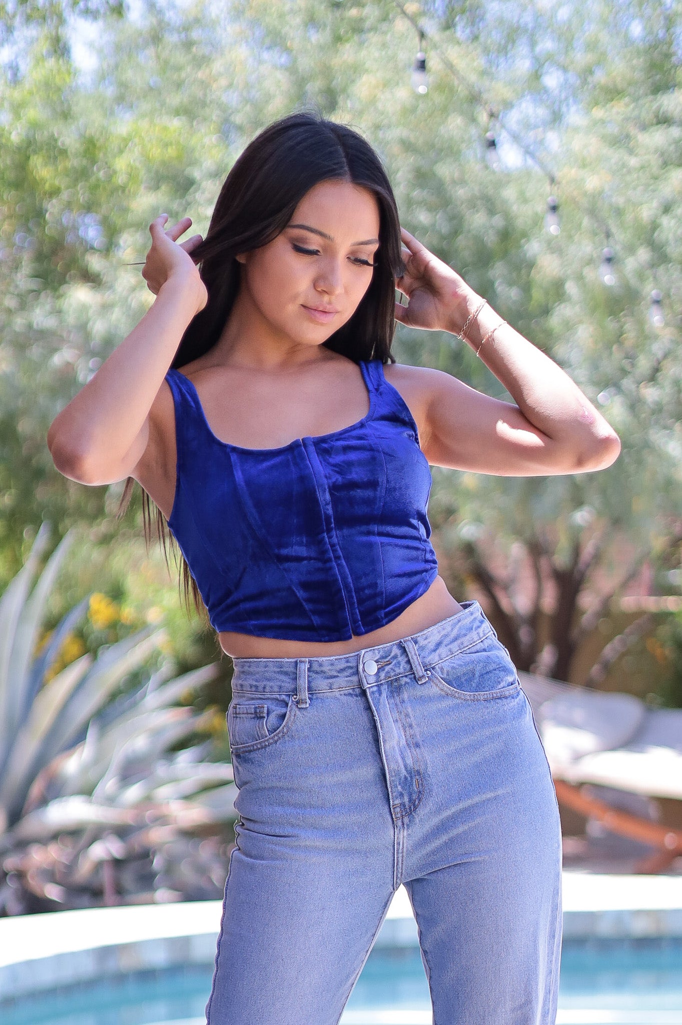 Royal blue bustier store top