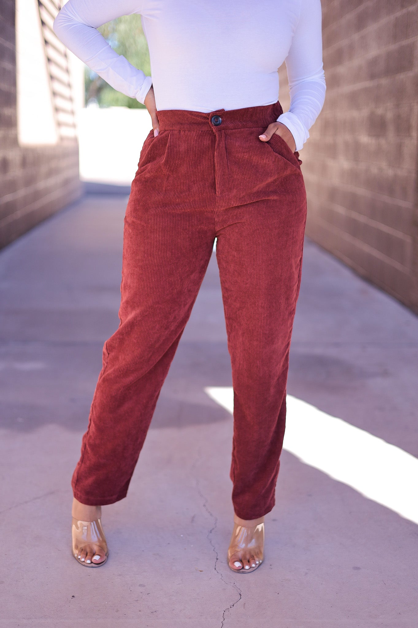 Red Corduroy Pants Outfit