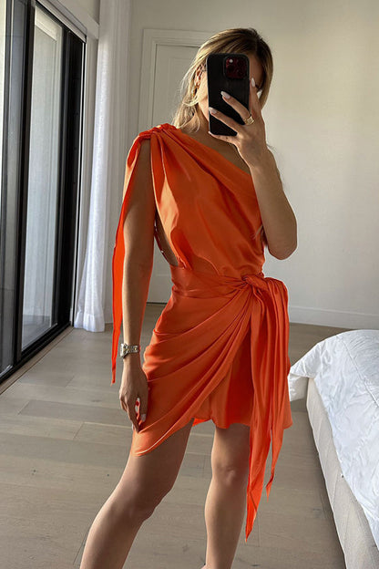 Orange - Favorite Guest Satin Dress