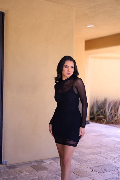 Black - Mesh Bodycon Dress