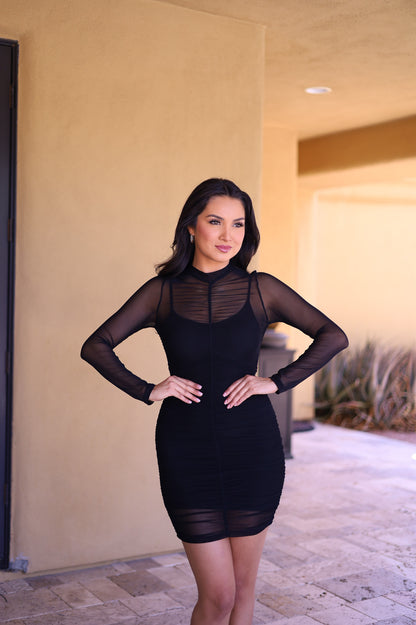 Black - Mesh Bodycon Dress