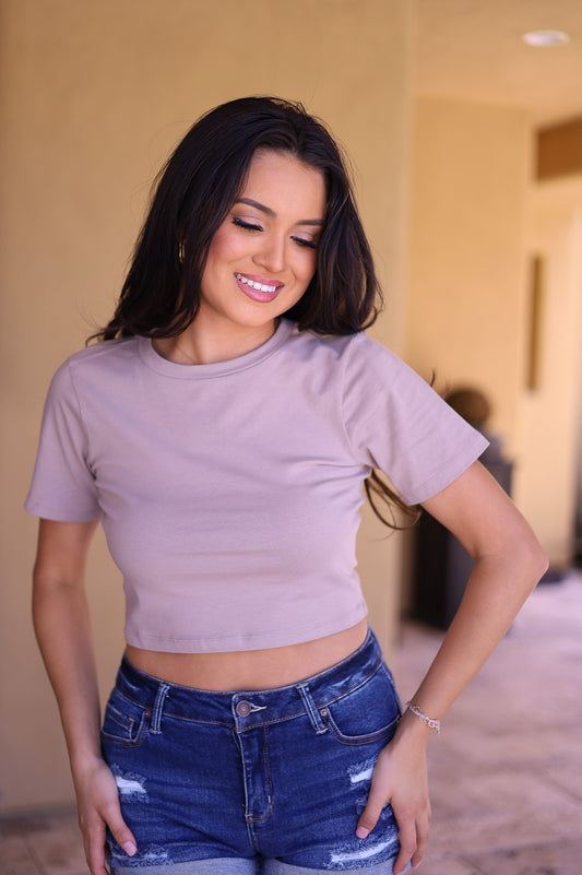 Nude - Thick Pima Cotton Crop Top