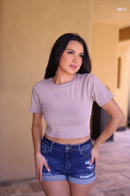 Nude - Thick Pima Cotton Crop Top