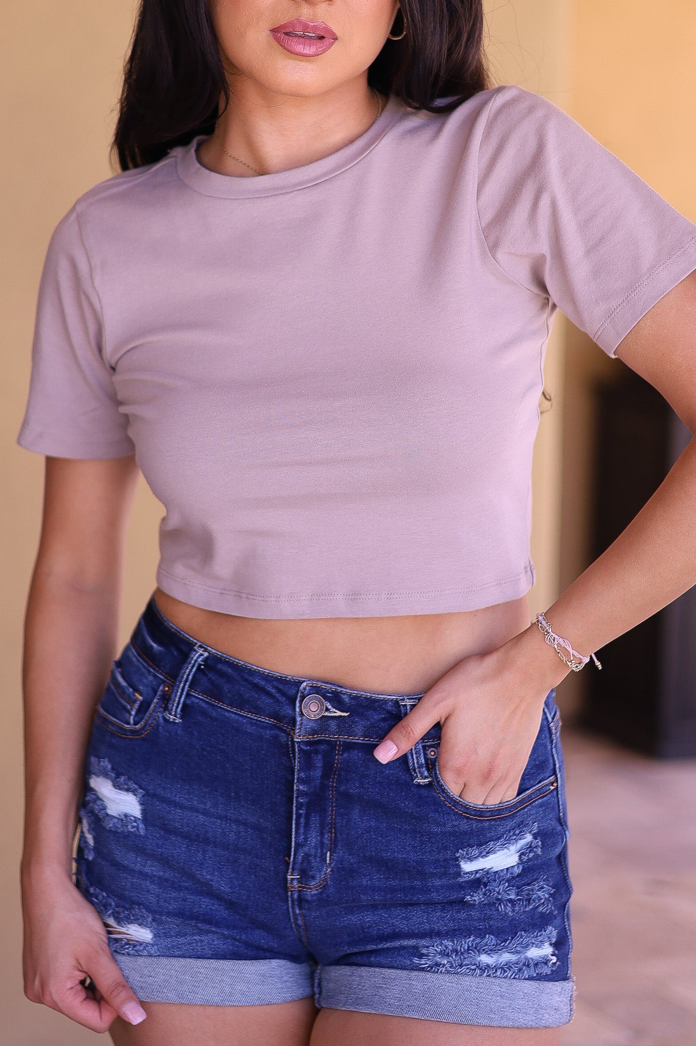 Nude - Thick Pima Cotton Crop Top