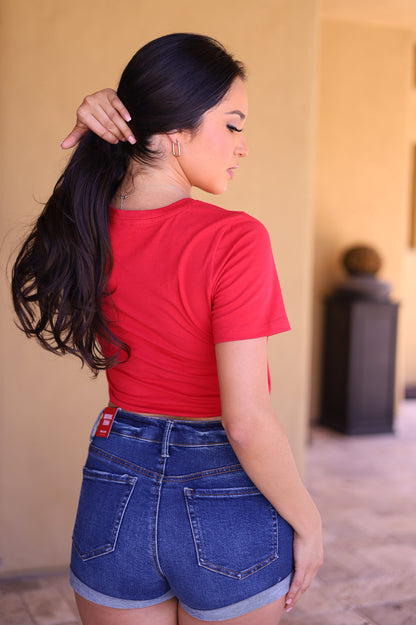 Red - Thick Pima Cotton Crop Top