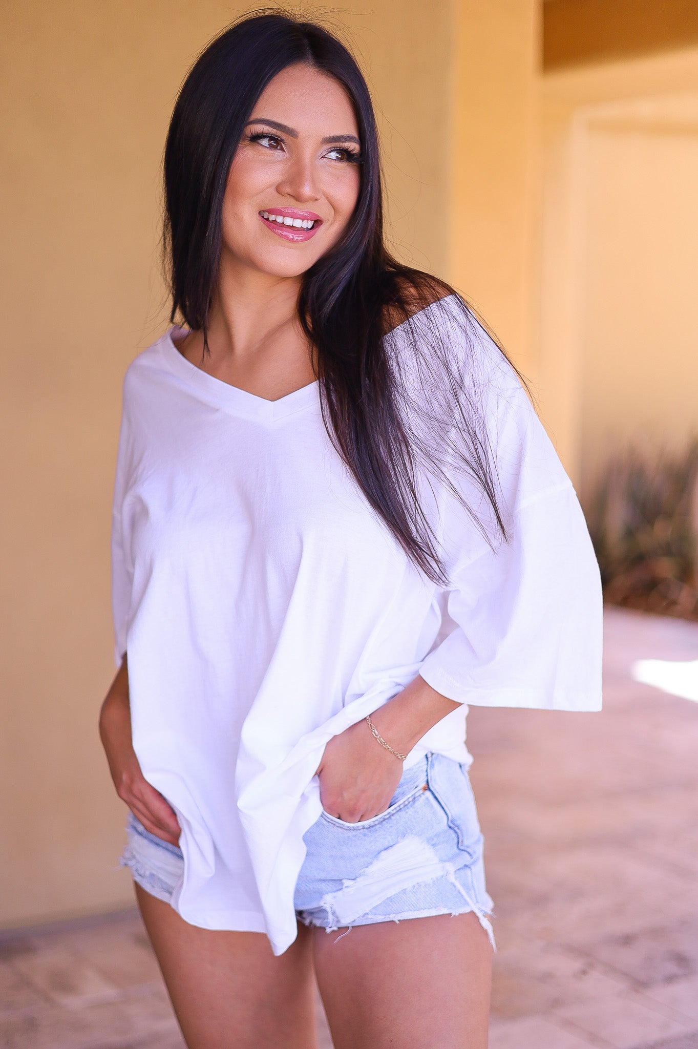 White - Zenana Cotton Drop Shoulder Boyfriend Box Tee - Oversized