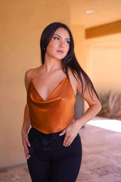 Cognac - Chain Bandana Crop Top