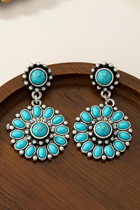 Turquoise - Western Boho Circle Earrings
