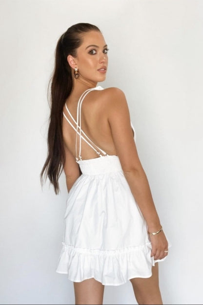 White - Evelyn Halter Dress