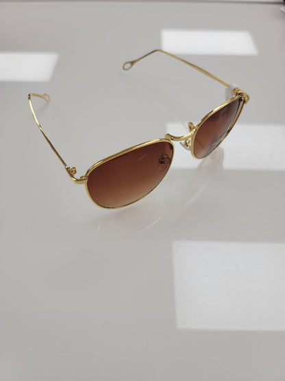 Brown / Gold - Aviator Sunglasses