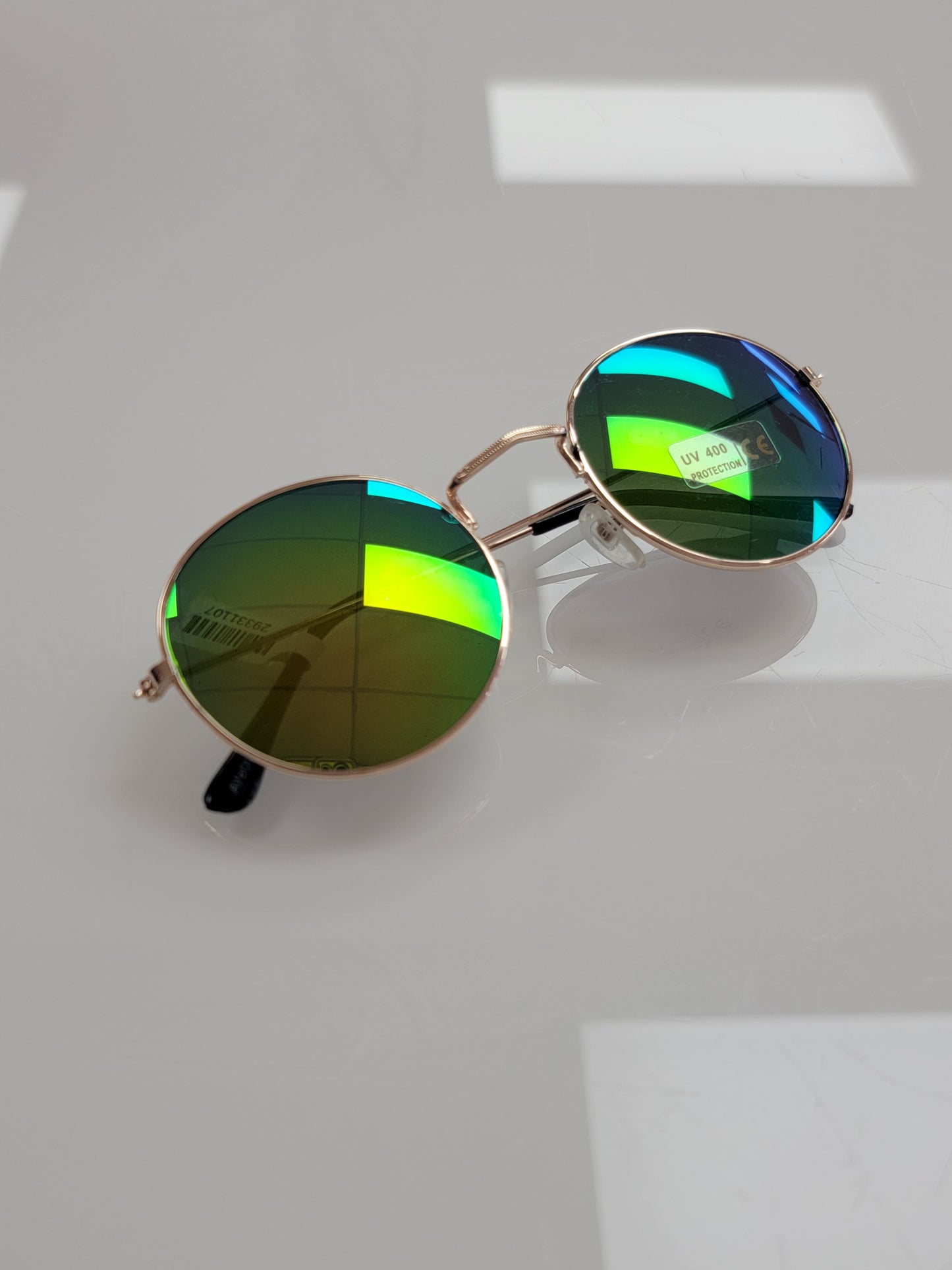 Blue / Green Mirrored - Circle Sunglasses