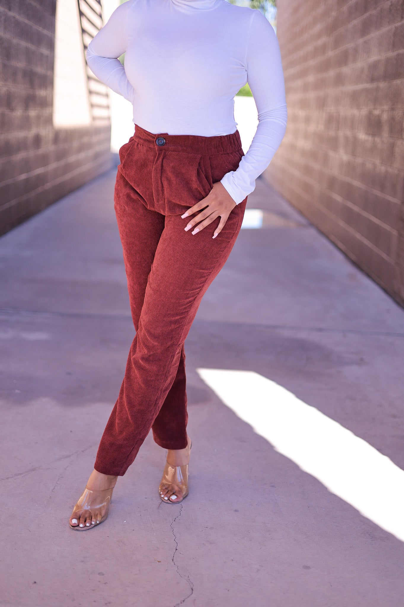 Red Corduroy Pants Outfit
