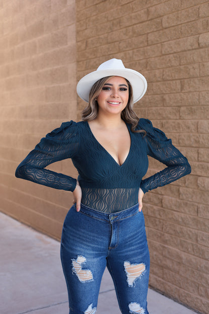 Teal Blue - Night Out Lace Bodysuit