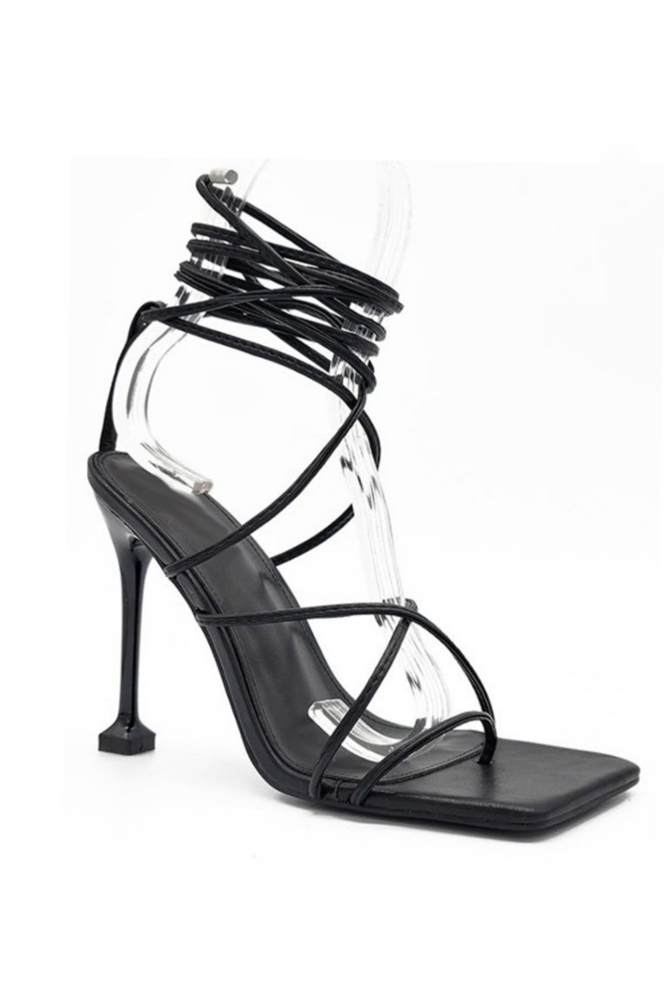 Women Minimalist Stiletto Heeled Ankle Strap Sandals, Elegant Black Faux  Suede Heeled Sandals | SHEIN IN